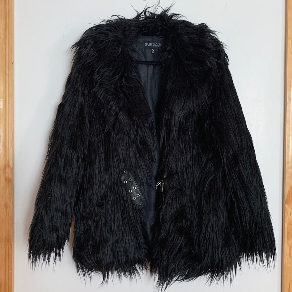 Dolls Kill Midnight Black Faux Fur Teddy Jacket